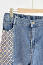 Load image into Gallery viewer, Lr Button Down shirt / lattice rhinstone jeans