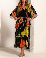 Load image into Gallery viewer, V Layers print silk dress
