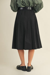Ms belted pleated skirt