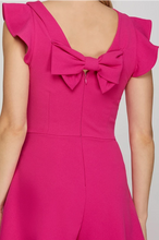 Load image into Gallery viewer, Ss Ruffled sleeve knit romper/back bow