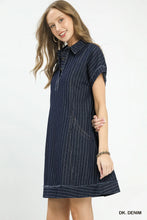 Load image into Gallery viewer, U Dolman sleeve  polo mini denim dress