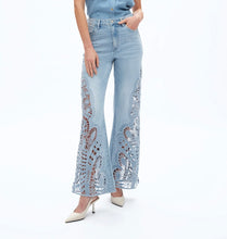 Load image into Gallery viewer, B side lace blue jeans