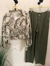 Load image into Gallery viewer, Ks 2pcs linen print top/solid pants