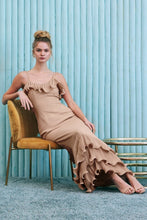 Load image into Gallery viewer, R  Ecru ruffles  cascade  maxi dress