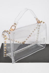 H clear bag with round studs