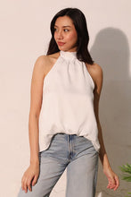 Load image into Gallery viewer, T Hammered satin halter bubble bubble top