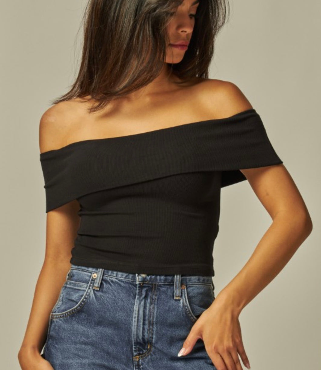 Lp ribbed knit off shoulder top