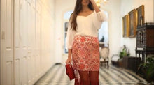 Load image into Gallery viewer, K Fringe embroidery midi skirt