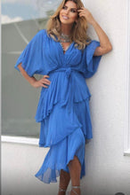 Load image into Gallery viewer, N Ruffles solid color silk midi dress