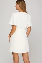 Load image into Gallery viewer, Ss short sleeve woven ruffled mini wrap dress