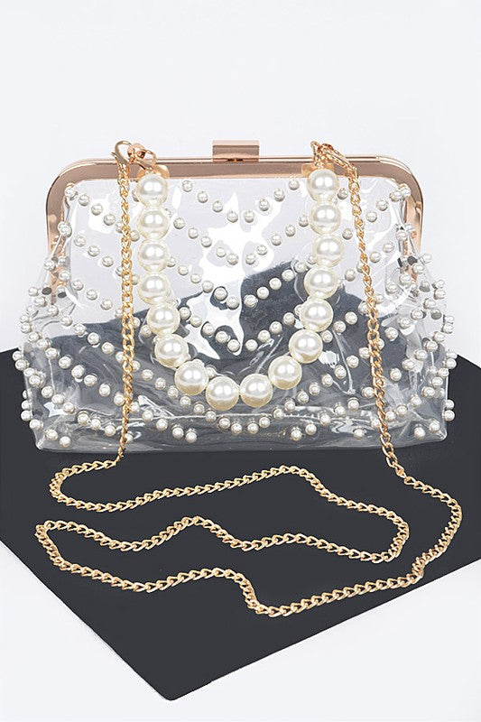 Hd studded pearl  clear bags