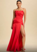 Load image into Gallery viewer, L Draped satin bustier formal dress
