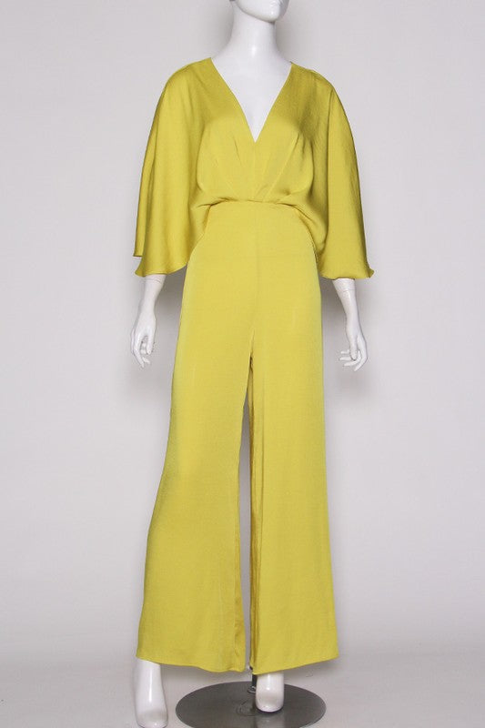 T silk cape jumpsuit