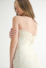 Load image into Gallery viewer, M embroidery  strapless tube mini dress