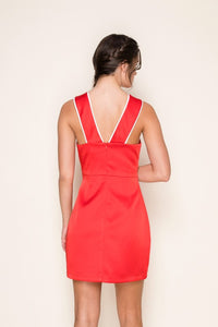 Br contrast piping halter neck  bodycon mini dress