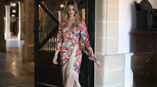 Load image into Gallery viewer, K floral wrap  around with long fringe dress