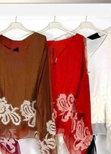 N embroidery silk tunic