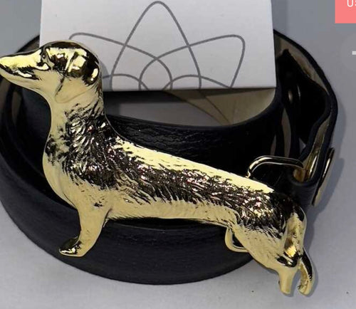 A leather pets buckle belt