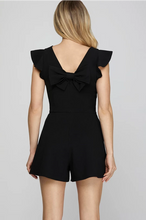 Load image into Gallery viewer, Ss Ruffled sleeve knit romper/back bow