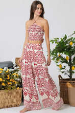 Load image into Gallery viewer, A Red 2pcs elastic halter top/palazzo pants