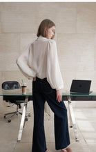 Load image into Gallery viewer, B hide rise wide leg dark denim