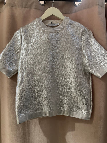 V silver pullover