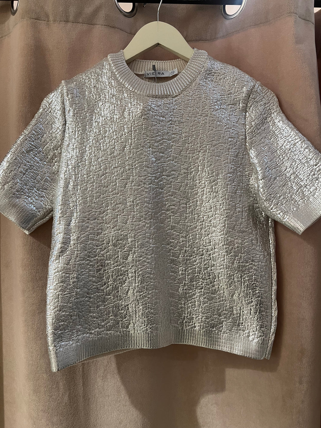 V silver pullover