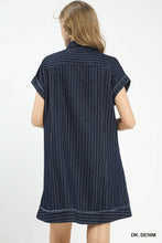 Load image into Gallery viewer, U Dolman sleeve  polo mini denim dress