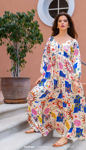 Gs print silky maxi dress