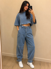 Load image into Gallery viewer, Gg 2pcs jeans pants set/rhinstone