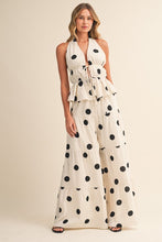 Load image into Gallery viewer, K Polka Dots halter tie-front wide leg pants set