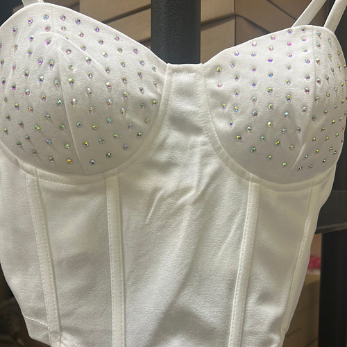 J Techno rhinstone details top