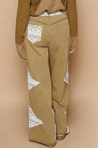 P olive patch  wide palazzo pants