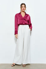 Load image into Gallery viewer, I wine long sleeve silky blouse