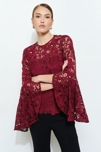 I cotton guipur burgundy  top