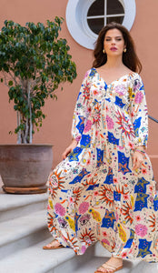 Gs print silky maxi dress