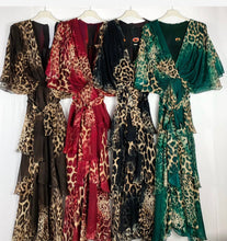 Load image into Gallery viewer, N silk animal print ruffles dress