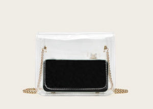P clear mini bags with metal chain