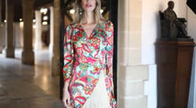 Load image into Gallery viewer, K floral wrap  around with long fringe dress