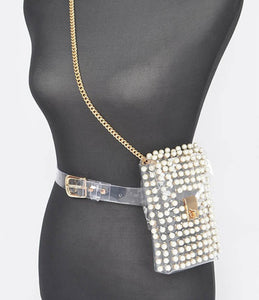 Hd Rhinstone  clear belt bag/chain