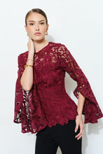 Load image into Gallery viewer, I cotton guipur burgundy  top