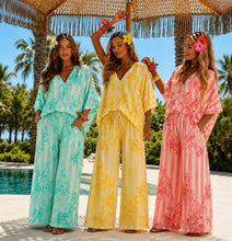 Load image into Gallery viewer, N Tropical satin print 2pcs pant set