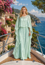 Load image into Gallery viewer, N 2pcs satin dress with long  cape