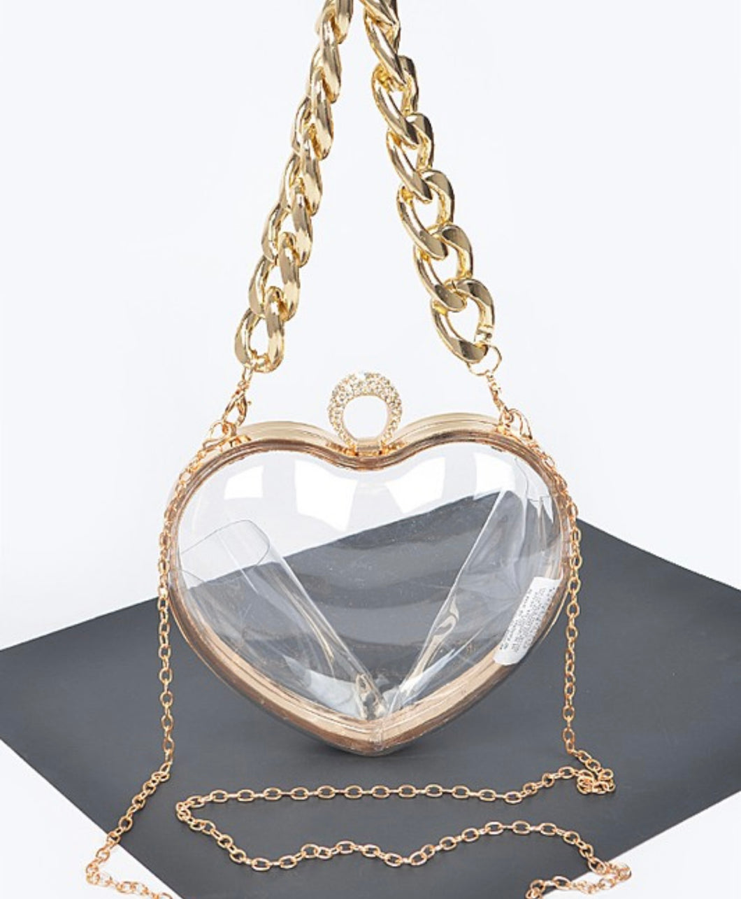 Hd acrylic clear heart clutch