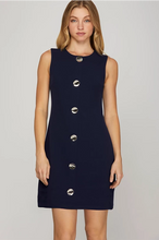 Load image into Gallery viewer, Ss sleeveless button mini dress navy