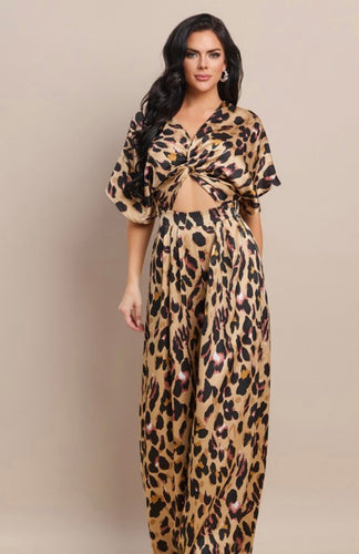 Tsc v neck animal print jumpsuit