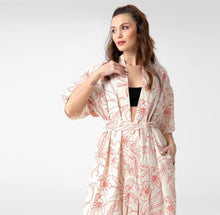 Load image into Gallery viewer, S short sleeve belted kimono jacket