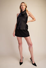 Load image into Gallery viewer, G halter cowl neck open back satin metalic top