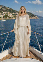 Load image into Gallery viewer, N 2pcs satin dress with long  cape