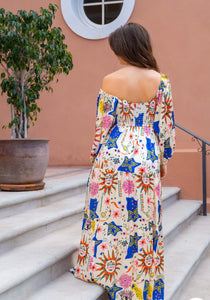 Gs print silky maxi dress